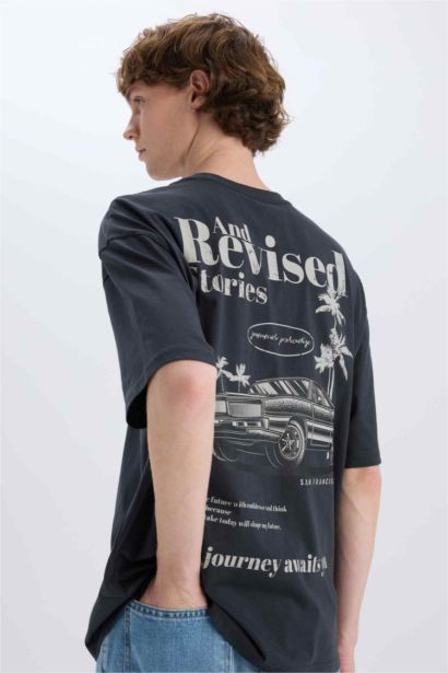 T-shirt oversize imprimé en coton à col rond