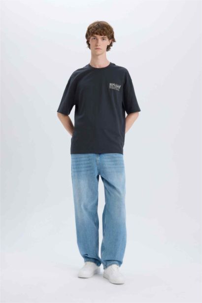 T-shirt oversize imprimé en coton à col rond