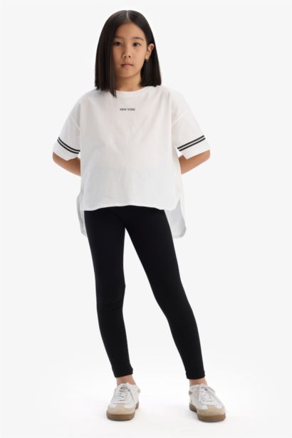 Ensemble de t-shirt imprimé à manches courtes et legging pour fille