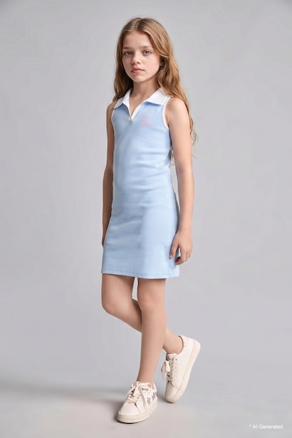 Girl Sleeveless Blue Dress