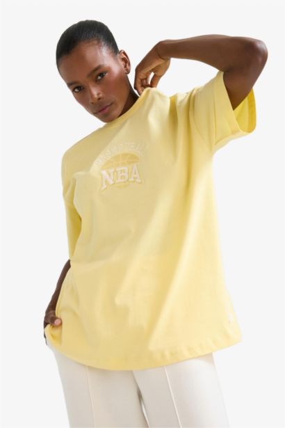 DeFactoFit NBA Wordmark Oversize Fit Crew Neck T-Shirt