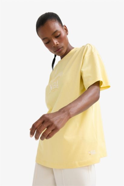 DeFactoFit NBA Wordmark Oversize Fit Crew Neck T-Shirt