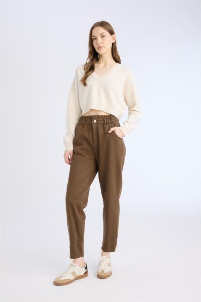 بنطرون جينز بيبرباج بخصر مطاطي