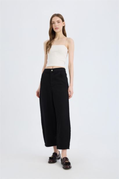 Barrel Fit Normal Bel Bilek Boy Yumuşak Jean Pantolon