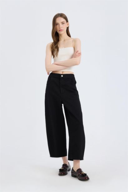 Barrel Fit Normal Bel Bilek Boy Yumuşak Jean Pantolon