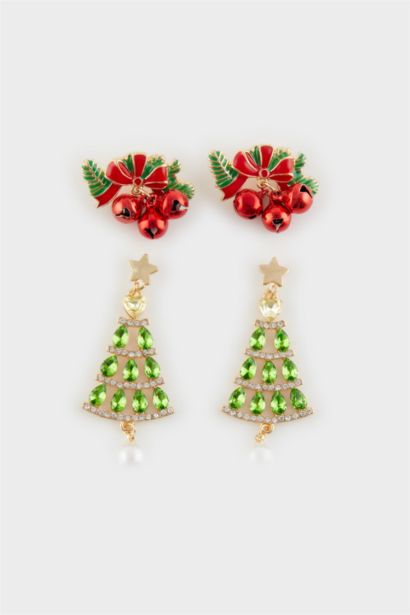 Kadın Yılbaşı Ağacı Temalı Küpe