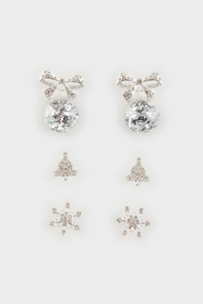Lot de 3 Boucles d’oreilles argentées thème Noël pour femme