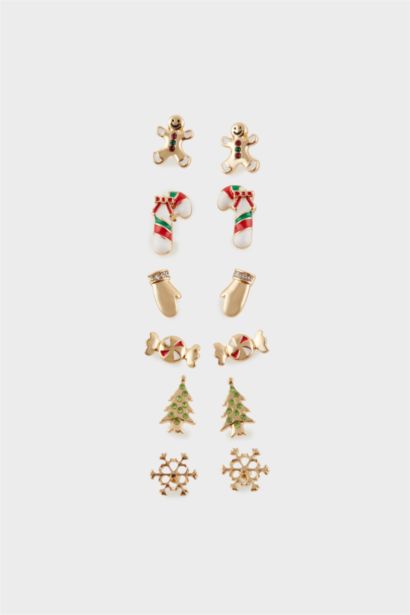 Woman 6 Piece Christmas Themed Earrings