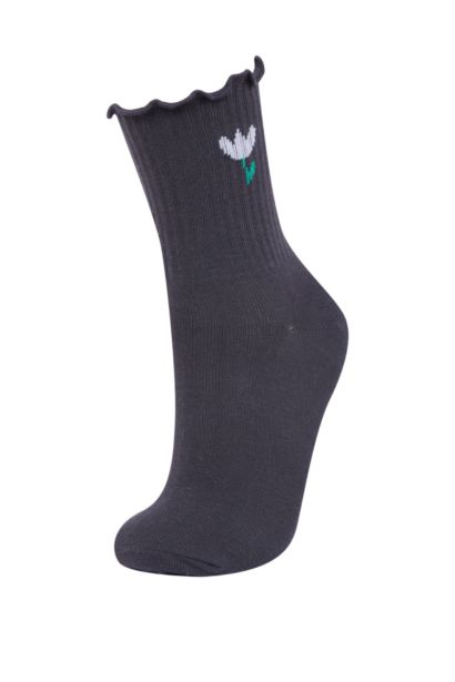 Kız Çocuk Fırfırlı 3'lü Pamuklu Uzun Çorap