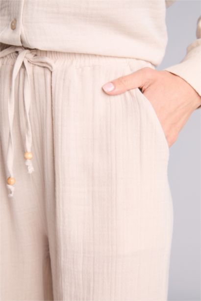 Wıde Leg Yüksek Bel Müslin Pantolon