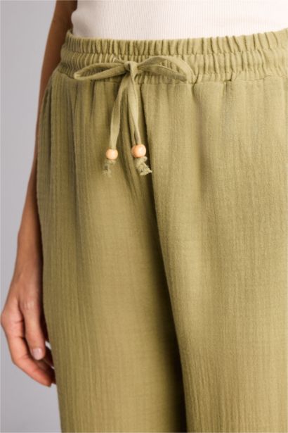 Wıde Leg Yüksek Bel Müslin Pantolon