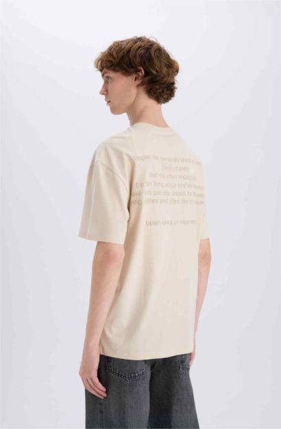 T-shirt boxy en coton imprimé au dos à col rond