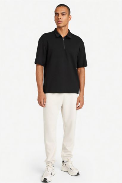 DeFactoFit Standard Fit Zippered Sports Scuba Fabric T-Shirt