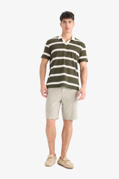 Regular Fit Short Sleeve Striped Polo T-Shirt