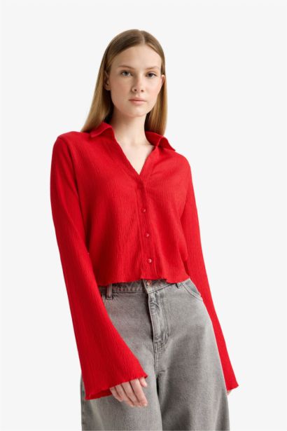 قميص كم طويل سليم فيت مخصر