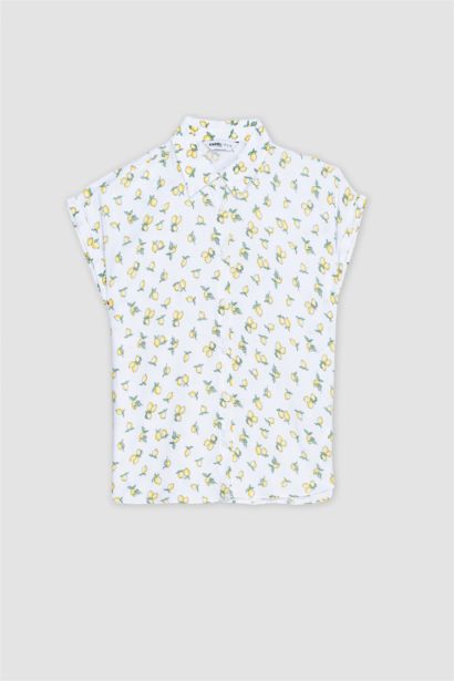 قميص نص كم اصفر فيسكوز قصة عادية