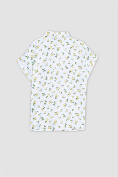 قميص نص كم اصفر فيسكوز قصة عادية