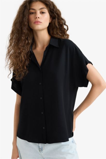 Regular Fit Viscose Short Sleeve Shirt