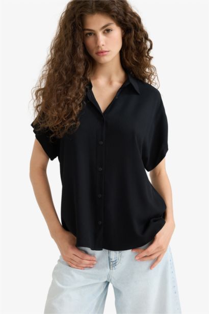 Regular Fit Viscose Short Sleeve Shirt