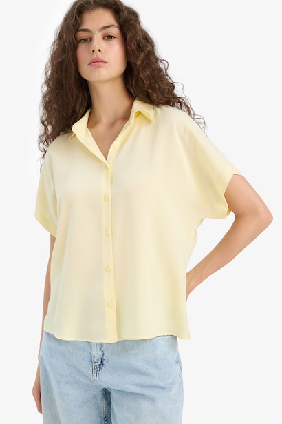 Regular Fit Viscose Short Sleeve Shirt
