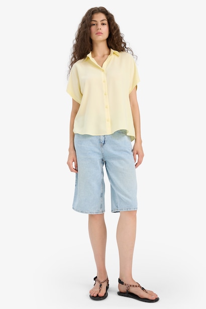 Regular Fit Viscose Short Sleeve Shirt