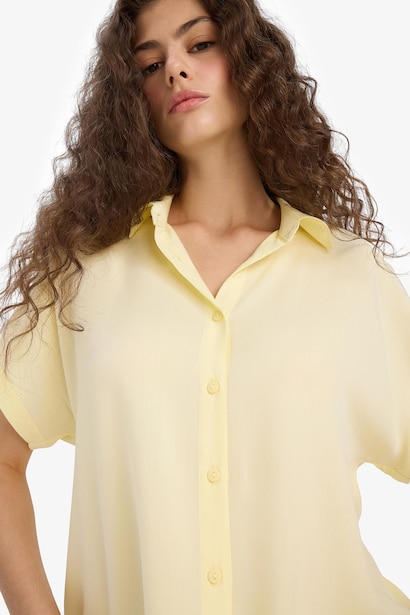 Regular Fit Viscose Short Sleeve Shirt
