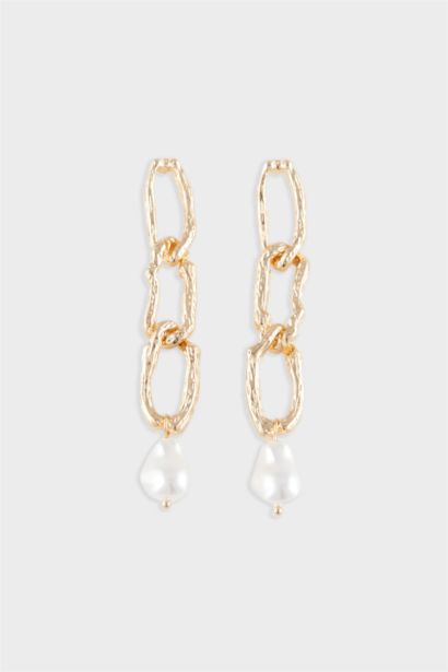 Kadın İncili Zincir Detaylı Küpe