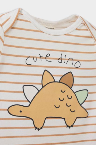 Combinaison en coton à manches courtes imprimé dinosaure pour bébé garçon