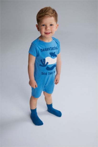 Baby Boy Newborn Sea Printed Cotton 2 Piece Jumpsuits