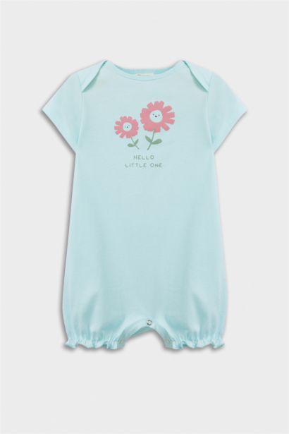 Lot de 2 Combinaisons à manches courtes en coton peigné à motifs pour bébé fille