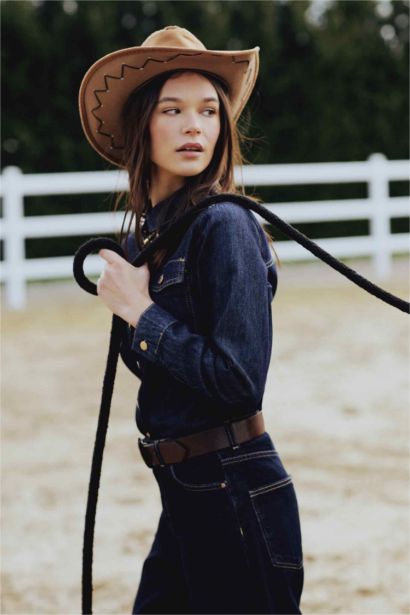 Chemise en jean à boutons avec poches Coupe régulière