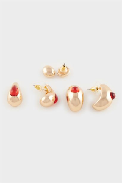 Woman 3 Piece Red Stone Earrings