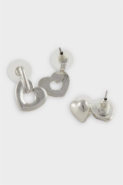 Woman 6 Piece Heart Silver Earrings