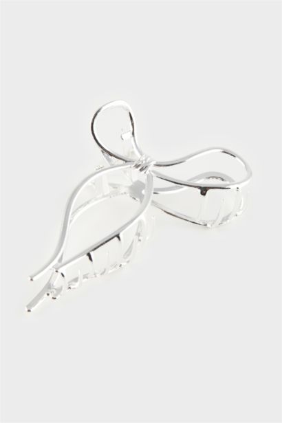 Pince cheveux argentée nœud pour femme