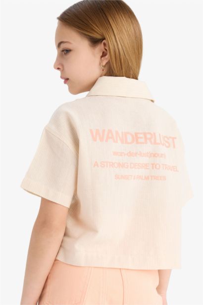 Girl Cropped Fit Cotton Short Sleeve Shirt