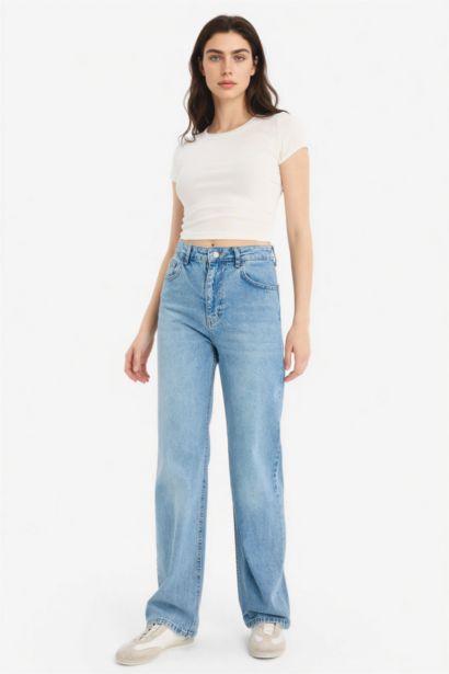 Pantalon Jean large taille haute Style des années 90