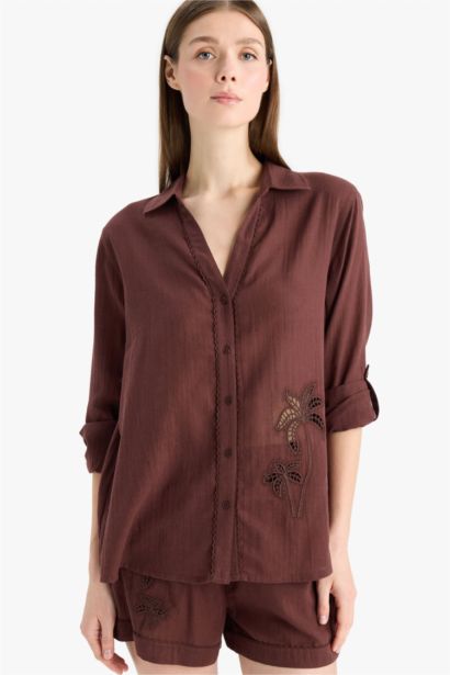 لبس بحر موسلين قصة عادية  بني من Fall in Love