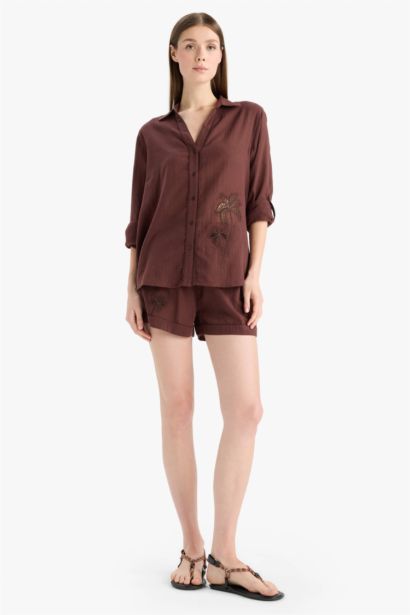 لبس بحر موسلين قصة عادية  بني من Fall in Love