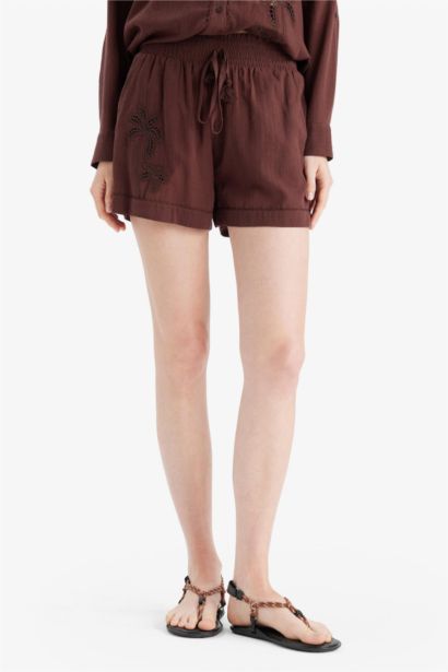 %100 Pamuk Regular Fıt Müslin Plaj Şortu