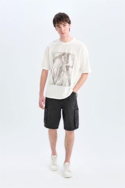 Cotton Cargo Fit Denim Shorts