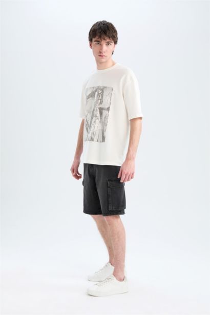 Cotton Cargo Fit Denim Shorts