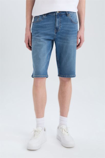 Slim Fit Denim Bermuda Shorts