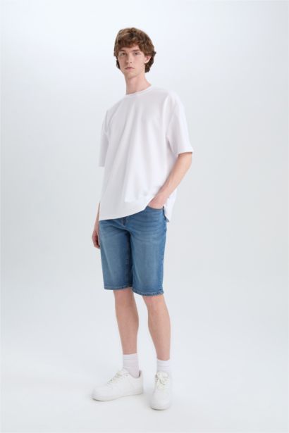 Slim Fit Denim Bermuda Shorts