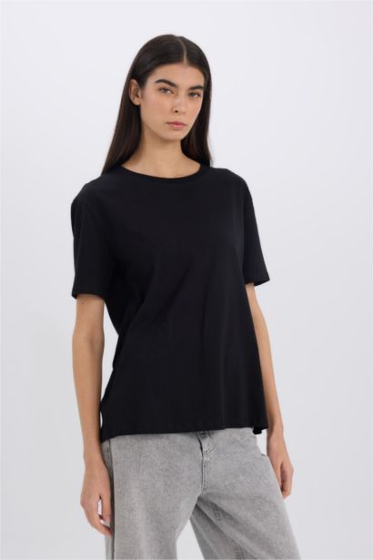 Relax Fit Basic Cotton Black T-Shirt