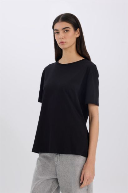 Relax Fit Basic Cotton Black T-Shirt