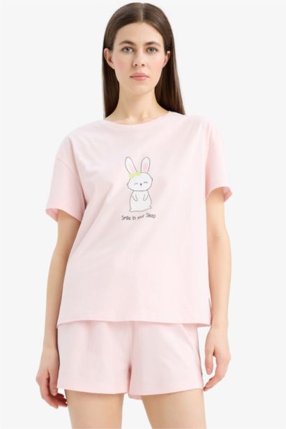 سيت بجامة قصة عادية تيشيرت نص كم و شورت من Fall in Love - قطعتين