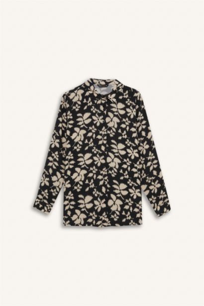 تونيك مطبوع اوفر سايز بياقة قميص