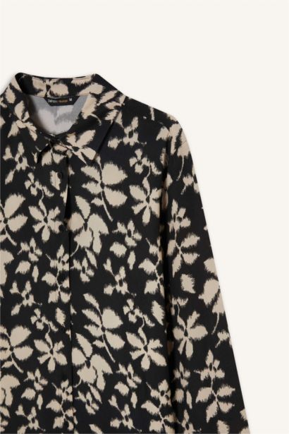 تونيك مطبوع اوفر سايز بياقة قميص