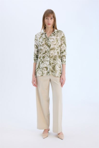 تونيك قميص اوفر سايز كم طويل مطبوع