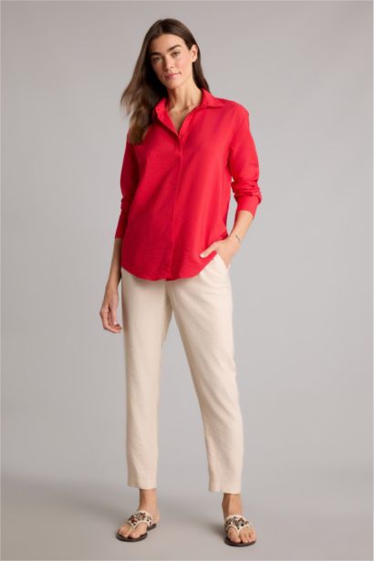 Oversıze Gömlek Yaka Uzun Kollu Gömlek